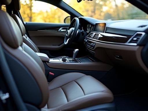 A spotless luxury car interior after a deep clean.